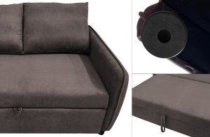 Sofa wypoczynkowa Lotus do spania velvet kanapa brąz 6