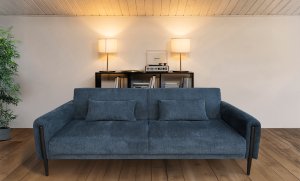 Sofa wypoczynkowa Dalia granatowa z funkcją spania kanapa szenilowa 2