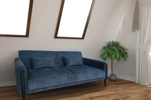 Sofa wypoczynkowa Dalia granatowa z funkcją spania kanapa szenilowa 3