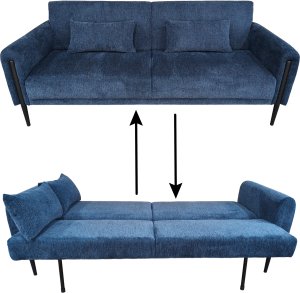 Sofa wypoczynkowa Dalia granatowa z funkcją spania kanapa szenilowa 4