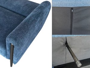 Sofa wypoczynkowa Dalia granatowa z funkcją spania kanapa szenilowa 5