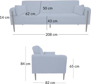 Sofa wypoczynkowa Dalia granatowa z funkcją spania kanapa szenilowa 6