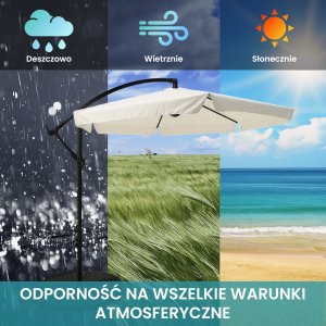 Parasol ogrodowy Black Forest, z boczkami na wysięgniku 3m duży beżowy 12
