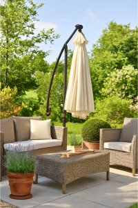 Parasol ogrodowy Black Forest, z boczkami na wysięgniku 3m duży beżowy 3