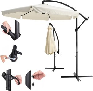 Parasol ogrodowy Black Forest, z boczkami na wysięgniku 3m duży beżowy 7