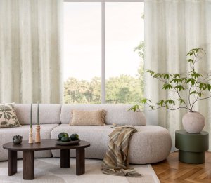 Zasłona gotowa DARA 140x250 kremowa złoty nadruk przelotki 8