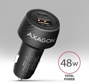 Ładowarka Axagon AXAGON PWC-PQ48, ładowarka samochodowa 48W, wyjście USB-A + USB-C, PD3.0/PPS/QC4+/SFC/Apple 3