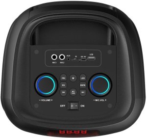 POWER AUDIO MAX - Duży głośnik Bluetooth, 120W RMS/ 1400W PMPO, dwa głosniki 8", FM Radio, Equalizer, funkcja karaoke, MP3/karty microSD, USB, AUX, BT 5.0+EDR, wyśiwietlacz, LED, wbudowany akumulator. Zestaw z pilotem. 3