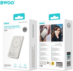 BWOO P79 ultracienki powerbank 5000mAh z ładowaniem magnetycznym jasno szary 5