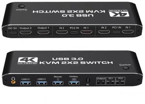 Przełącznik KVM switch 2xHDMI, 4xUSB 3.0 Audio 2