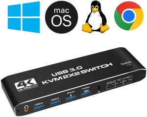 Przełącznik KVM switch 2xHDMI, 4xUSB 3.0 Audio 4