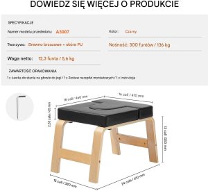 Ławka do Jogi Wielofunkcyjna Czarna Udźwig 136 kg 2