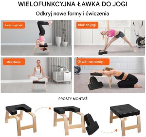 Ławka do Jogi Wielofunkcyjna Czarna Udźwig 136 kg 5