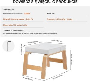Ławka do Jogi Wielofunkcyjna Biała Udźwig 136 kg 2