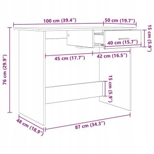 Biurko vidaXL Biurko Czarny dąb 100 x 50 x 76 cm Lumarko! 11