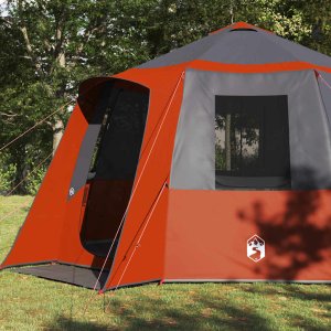 vidaXL Namiot kabinowy 12-osobowy z dachem Szary i pomarańczowy 3