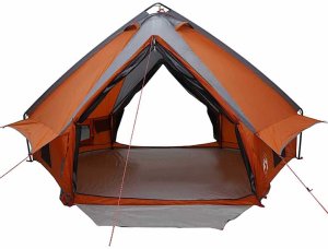 vidaXL Namiot Teepee dla 8 osób z dachem Szary i pomarańczowy 5