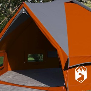 vidaXL Namiot Teepee dla 4 osób z dachem Szary i pomarańczowy 3
