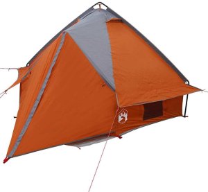 vidaXL Namiot Teepee dla 4 osób z dachem Szary i pomarańczowy 4