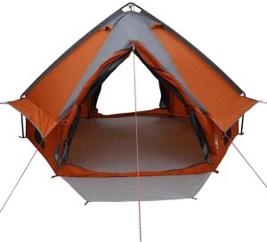 vidaXL Namiot Teepee dla 4 osób z dachem Szary i pomarańczowy 5
