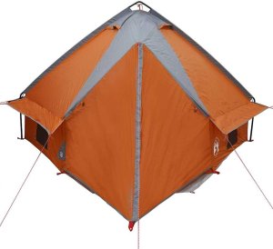 vidaXL Namiot Teepee dla 4 osób z dachem Szary i pomarańczowy 7