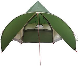 vidaXL Namiot Teepee dla 5 osób Zielony i szary 600 x 600 x 347 cm 6