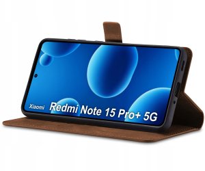 krainaGSM ETUI SKÓRZANE Z KLAPKĄ do Xiaomi Redmi Note 15 Pro+ Plus 5G CASE + SZKŁO 9H 4