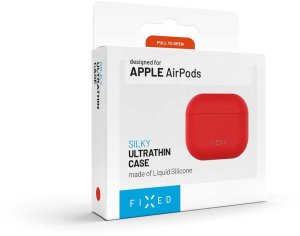 Fixed Ultracienkie silikonowe etui Silky do słuchawek Apple AirPods 4 czerwone 3
