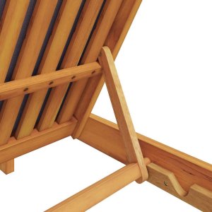 vidaXL vidaXL Leżak z poduszką Ciemnoszary Lite Drewno Akacji 8