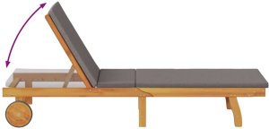 vidaXL vidaXL Leżak z poduszką Ciemnoszary Lite Drewno Akacji 10