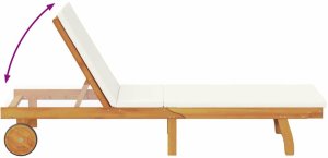 vidaXL vidaXL Leżak z poduszką Kremowa biel Lite Drewno Akacji 10