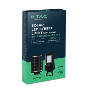 V-TAC Oprawa uliczna solarna 20W 3000-4000-6000K 3000lm 150lm/W IP65 24099 5