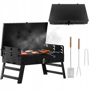 Chomik Grill turystyczny składany, walizka z widełkami i łopatką 2