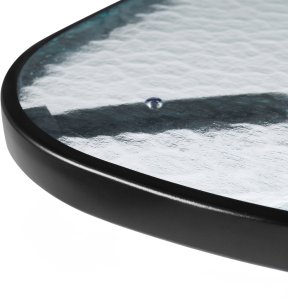 Bauerkraft Duży szklany stół ogrodowy na taras balkon 120x70 transparentny otwór na parasol 4