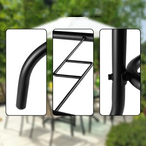 Bauerkraft Duży szklany stół ogrodowy na taras balkon 120x70 transparentny otwór na parasol 9