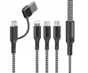 LTC KABEL USB 4w1 SUPERIOR USB-LIGHTING/USB-C/microUSB - USB/USB-C 1,2m 3A CZARNY LTC 2