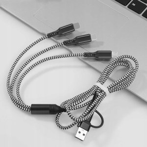 LTC KABEL USB 4w1 SUPERIOR USB-LIGHTING/USB-C/microUSB - USB/USB-C 1,2m 3A CZARNY LTC 8