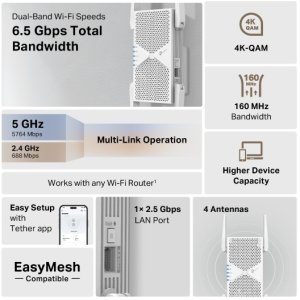 Antena TP-Link TP-Link RE405BE EasyMesh WiFi7 Extender/Repeater (BE6500,2,4GHz/5GHz,1x2,5GbELAN) 4
