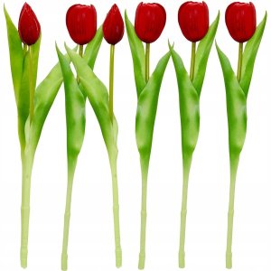 Saska Garden BUKIET 7 TULIPANÓW CZERWONYCH 31CM JAK ŻYWYCH DEKORACJA WIOSENNA 4