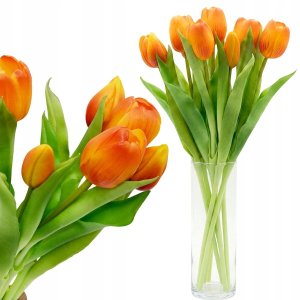 Saska Garden BUKIET 7 TULIPANÓW POMARAŃCZOWYCH 31CM JAK ŻYWYCH DEKORACJA WIOSENNA 2