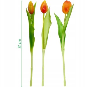 Saska Garden BUKIET 7 TULIPANÓW POMARAŃCZOWYCH 31CM JAK ŻYWYCH DEKORACJA WIOSENNA 5