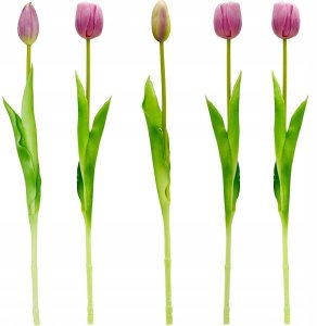 Saska Garden BUKIET 5 TULIPANÓW FIOLETOWYCH 39CM JAK ŻYWYCH DEKORACJA WIOSENNA 4