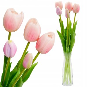 Saska Garden BUKIET 5 TULIPANÓW JASNO RÓŻOWYCH 39CM JAK ŻYWYCH DEKORACJA WIOSENNA 2