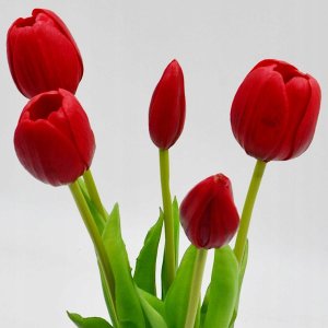 Saska Garden BUKIET 5 TULIPANÓW CZERWONYCH 39CM JAK ŻYWYCH DEKORACJA WIOSENNA 3