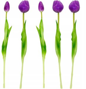 Saska Garden BUKIET 5 TULIPANÓW PIWONIOWYCH FIOLETOWYCH 39CM JAK ŻYWYCH DEKORACJA WIOSENNA 4
