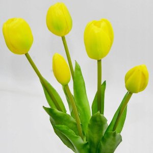 Saska Garden BUKIET 5 TULIPANÓW ŻÓŁTYCH 39CM JAK ŻYWYCH DEKORACJA WIOSENNA 3