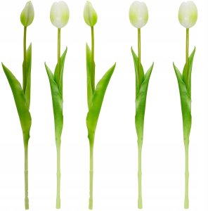 Saska Garden BUKIET 5 TULIPANÓW BIAŁYCH 39CM JAK ŻYWYCH DEKORACJA WIOSENNA 4