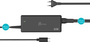 Zasilacz do laptopa j5create j5create 65W PD Adapter zasilania USB-C® 3