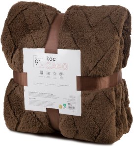 Design 91 Koc mikroflano CARO 200x220 ciemnobrązowy jodełka 4