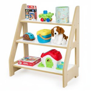 OBUBU Regał Montessori na książki i zabawki Dąb/Biały 3